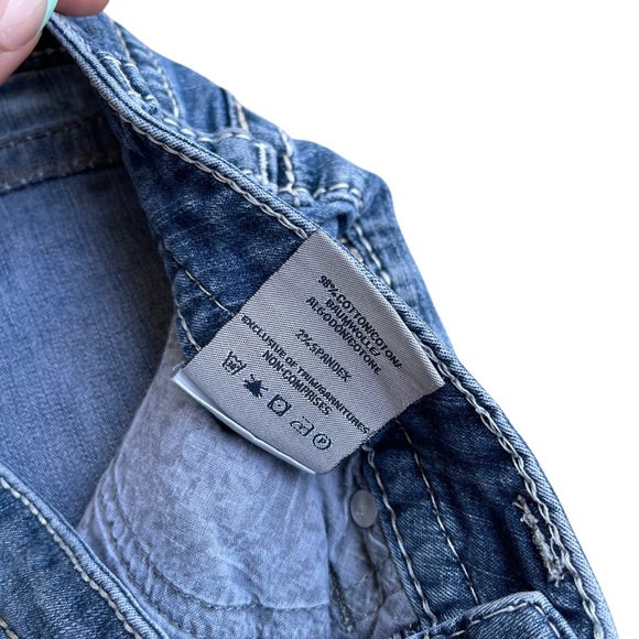 ✨ Vintage Y2K Silver Aiko Capri Jeans SZ 28 Low Rise Medium Wash Thick Stitch - Picture 6 of 8